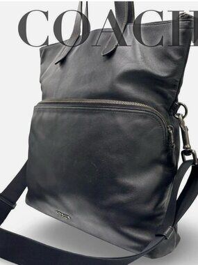 Authentic COACH Graham Leather Laptop Crossbody Shoulder Bag Black